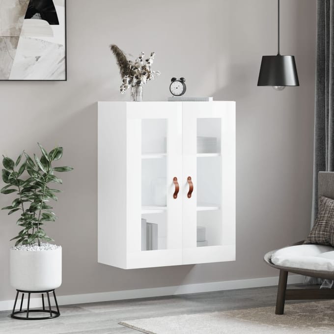 vidaXL - Wandkast - 69,5x34x90 - cm - hoogglans - wit