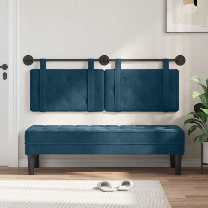 vidaXL - Hangend - hoofdbord - Blauw - Fluweel