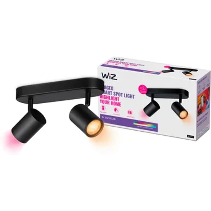 Wiz Opbouwspot Imageo Zwart Gekleurd Licht 2xgu10 5w