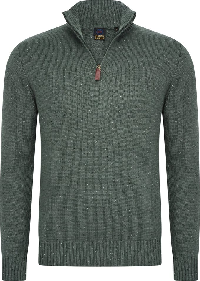 Mario Russo Skipper - Heren Trui - Half Zip - Groen - M