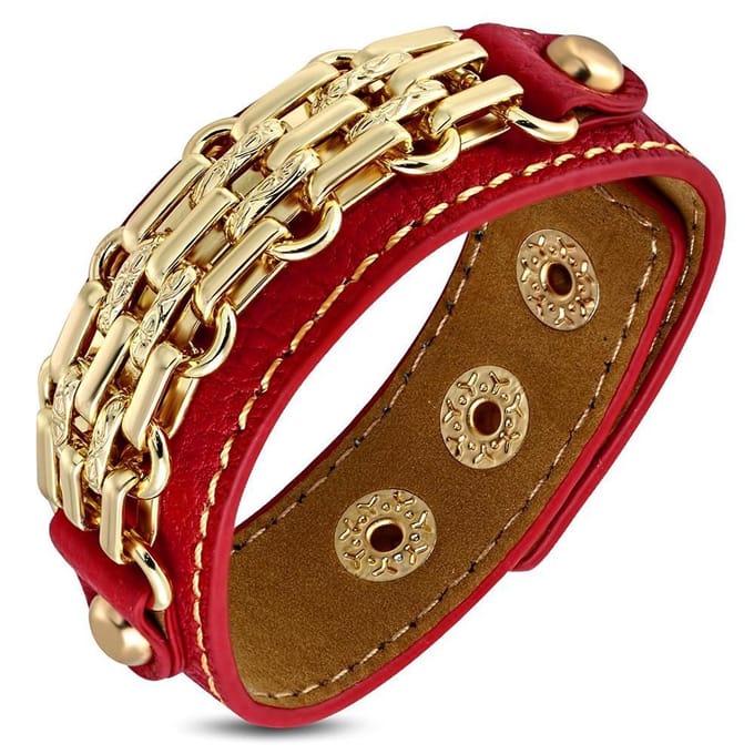 Amanto Armband Coriun Red - PU Leer - Messing - 20mm - 17-22cm