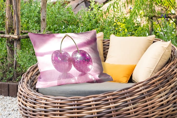 Buitenkussens - Glitter - Discobol - Roze - Kersen - 60x40 cm - Weerbestendig