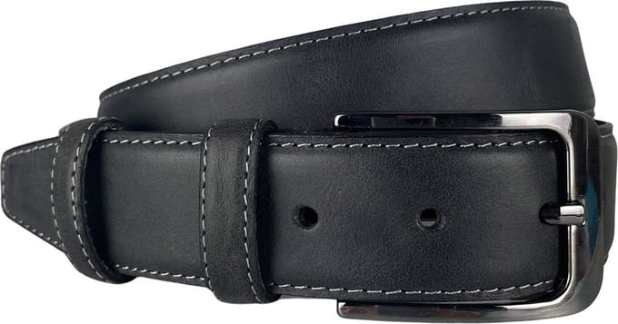 Riem - Zwart - 3.5 cm Breed - Echt Leer - 125 cm (Taille maat tot 105 cm)