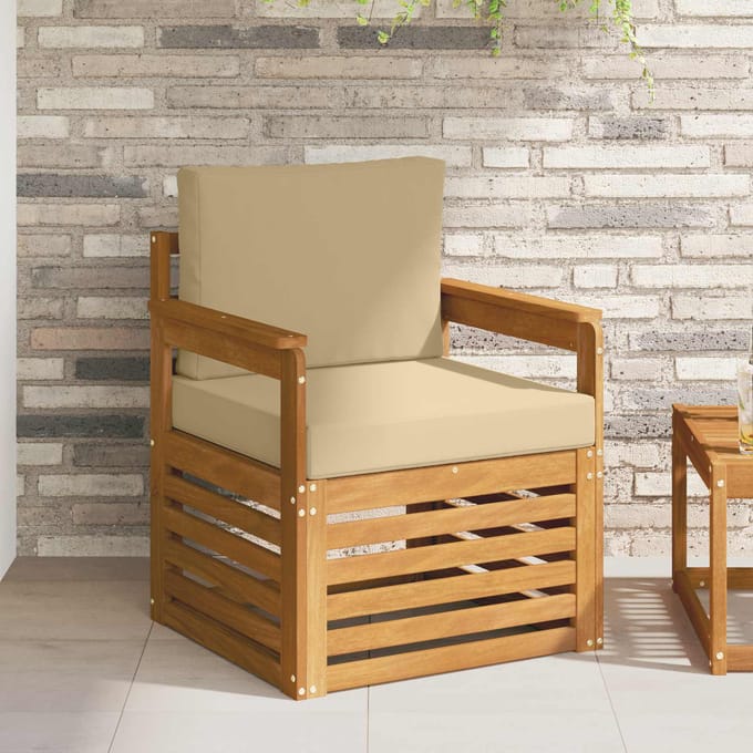 vidaXL - Buiten - bank - set - Massief - Acacia - Hout - en - Polyester