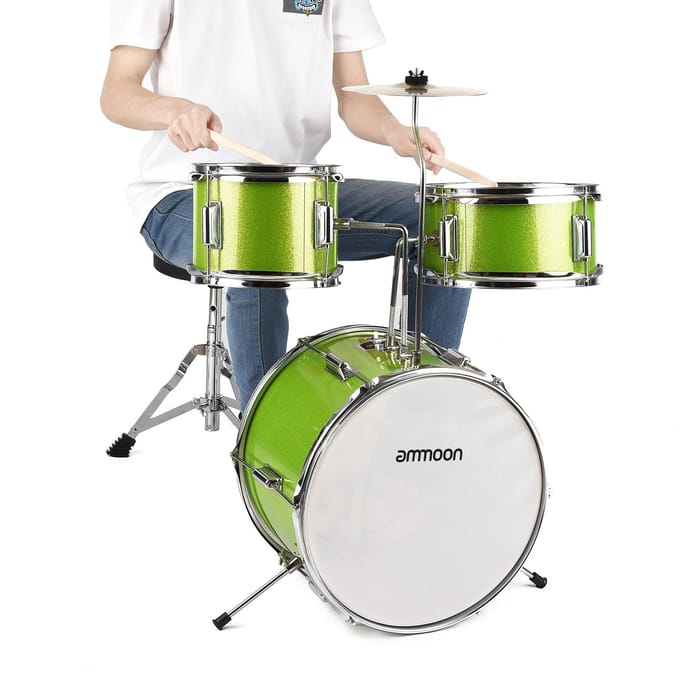 ammoon 14 pouces 3-Piece Kids Drum Set avec trône réglable Cymbale Pédale Pilons Musical violet