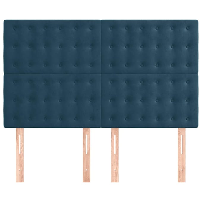 vidaXL - Hoofdbord - donkerblauw - 144x5x118/128 - cm - fluweel
