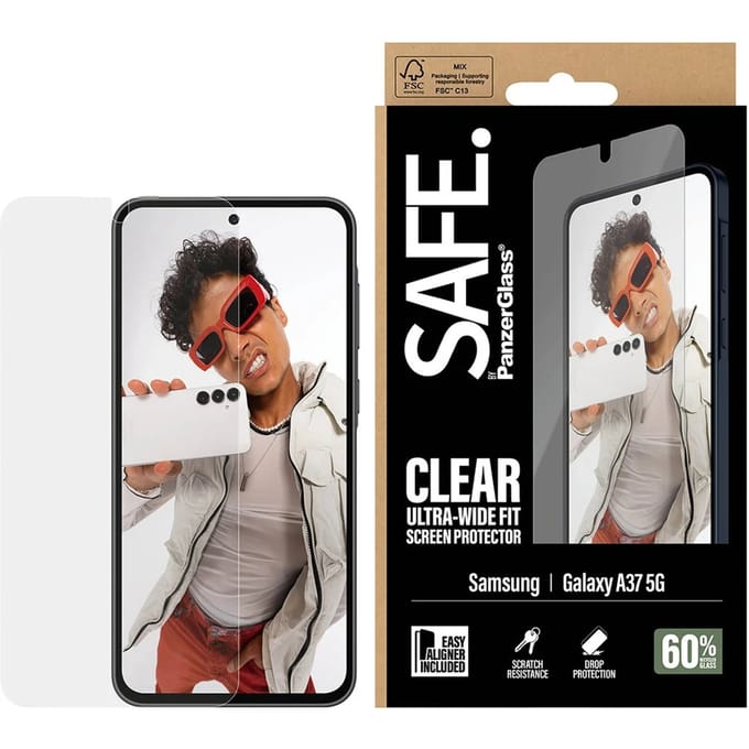 SAFE by PanzerGlass Ultra-Wide Fit Screenprotector incl. applicator voor de Samsung Galaxy A37 (5G)