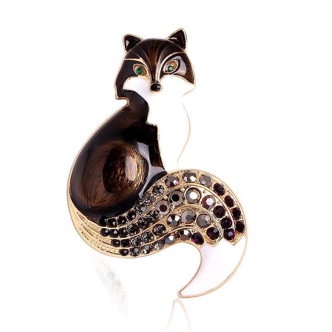 Strass Emaille Vos Broches Voor Vrouwen Animal Party Causale Broche Pins Geschenken zwart