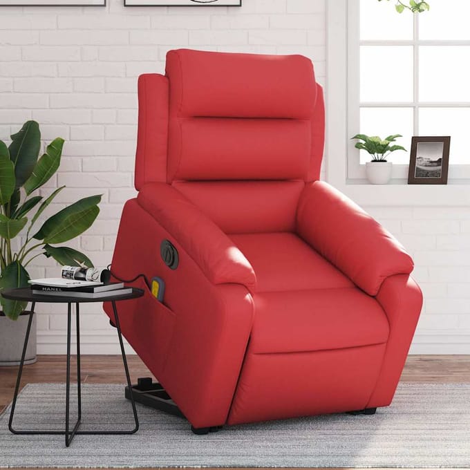 vidaXL - Sta-op-massagestoel - elektrisch - kunstleer - rood