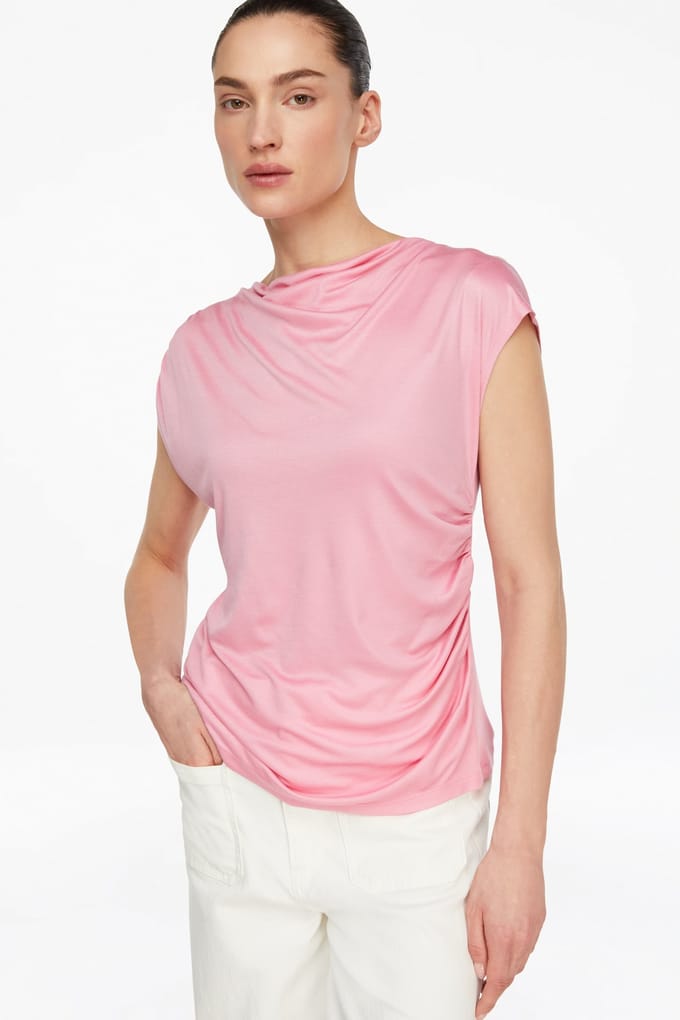 Vloeiende drapering top in jersey dames COMMA