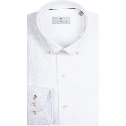 Thomas Maine Overhemd Torino Small Button-Down Structured Stretch Wit / male