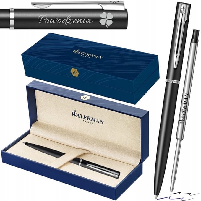 Waterman Allure Zwarte Pen met Gravure - Luxe Cadeauset