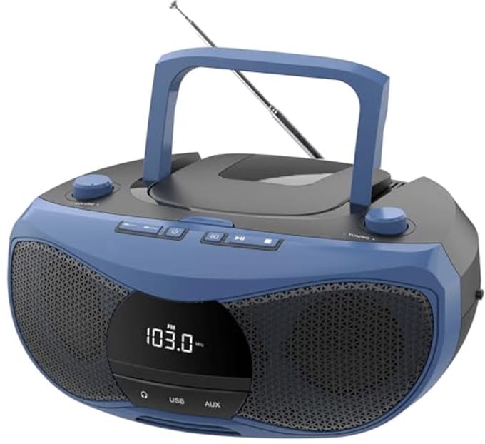 Draagbare CD-speler met Bluetooth | Stereo Boombox met FM-radio en USB/AUX-aansluitingen