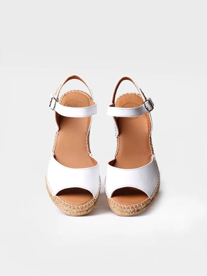 Dames leren espadrille met sleehak | SIA-P