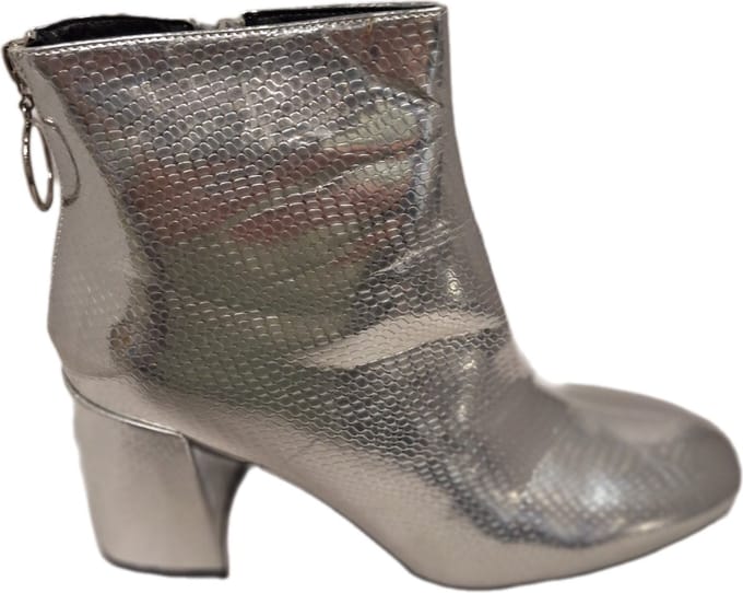 LUCKYSHOES-ENKELBOOTS-SILVERY-SNAKELOOK-HAKJE 5-7 CM-40