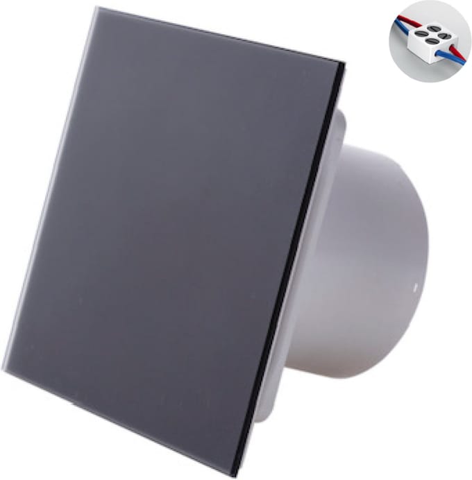 Awenta Silent badkamerventilator 100 mm - 75 m³/h - Mat zwart glas