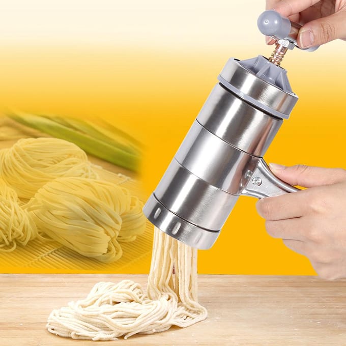 1 stuks Draagbare Handbediende Roestvrijstalen Pastamaker Noodle Juicer Druk Maakmachine gray