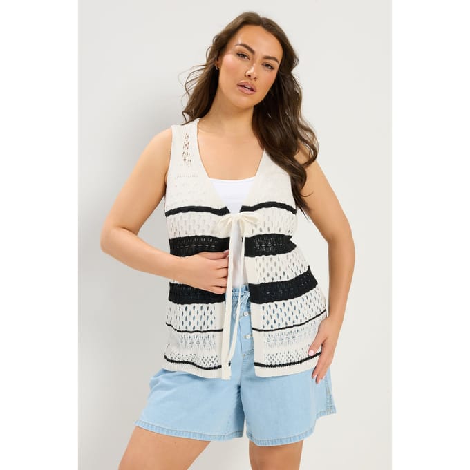Yours Gestreept Gehaakt Gilet Size 54-56