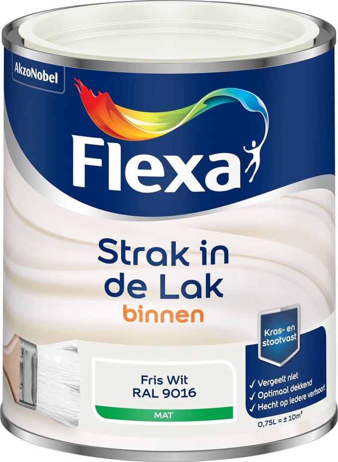 Flexa - Strak In De Lak Binnenlak Mat - Fris Wit / Ral 9016 - 750 Ml