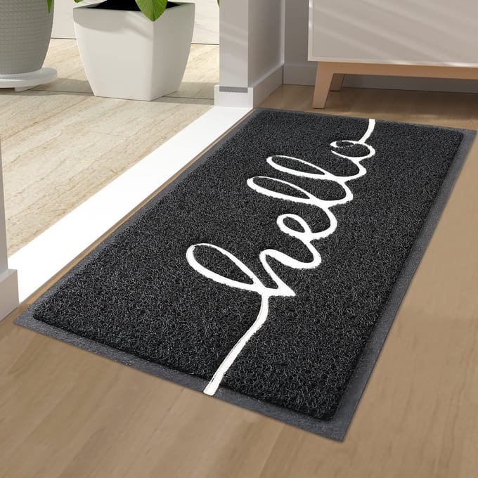 Olanly - Deurmat Binnen Droogloopmat - Schoonloopmat - Hello Deurmat - 40x60 cm - Zwart