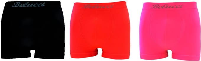 Belucci heren boxershorts 3-pack zwart-rood-rose maat M/L