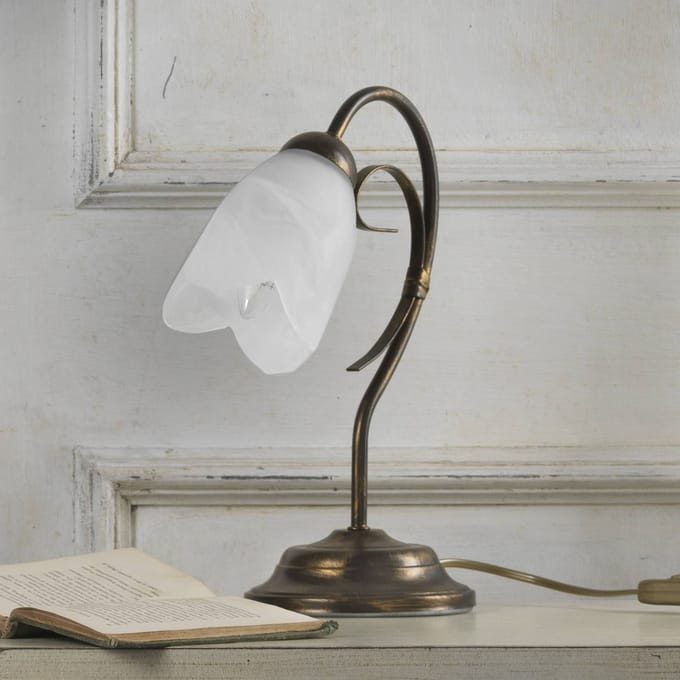ONLI Tafellamp Odino, 1-lamp, bronskleurig, metaal, glas