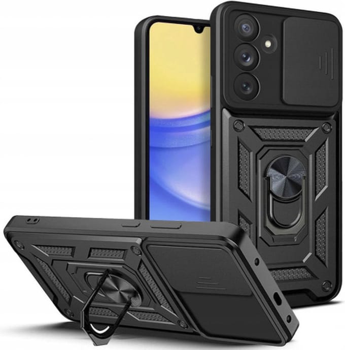 Tech-Protect CamShield Pro Geschikt voor Samsung Galaxy A15 4G / 5G - Super handig - Met magnetische ring - Zwart