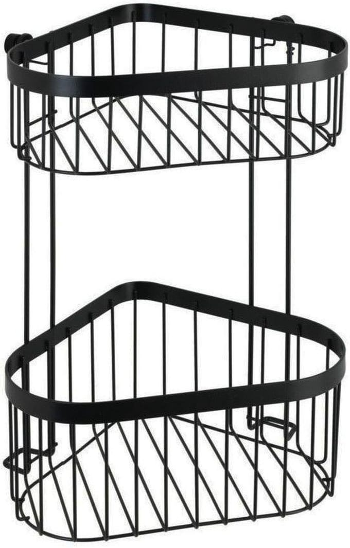 WENKO Doucherek hoek 2-laags Classic Plus Black mat zwart 24x33cm - Douchemand