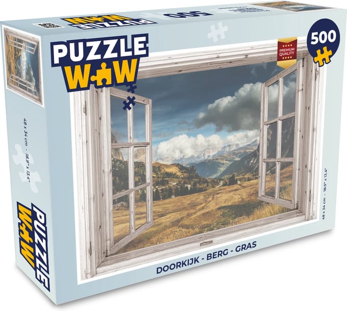 Puzzel Doorkijk - Berg - Gras - Legpuzzel - Puzzel 500 stukjes
