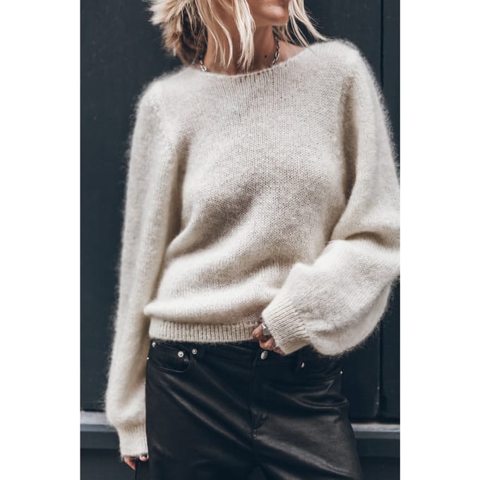 Mikuta The Light Low Back Knotted Knit Sweater  Ecru Taglia: L | Maglioni a maglia Outlet | Donna | Marrone