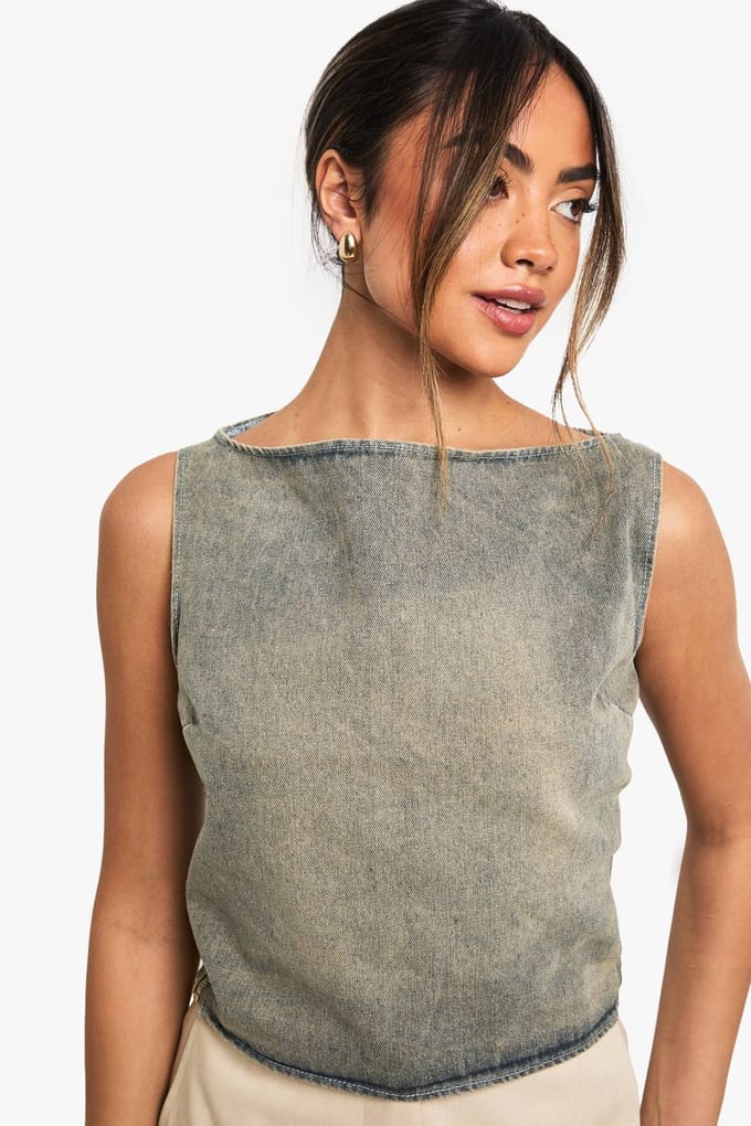 boohoo Dames Grijze Wash mouwloze top | Grijs | Maat: 34