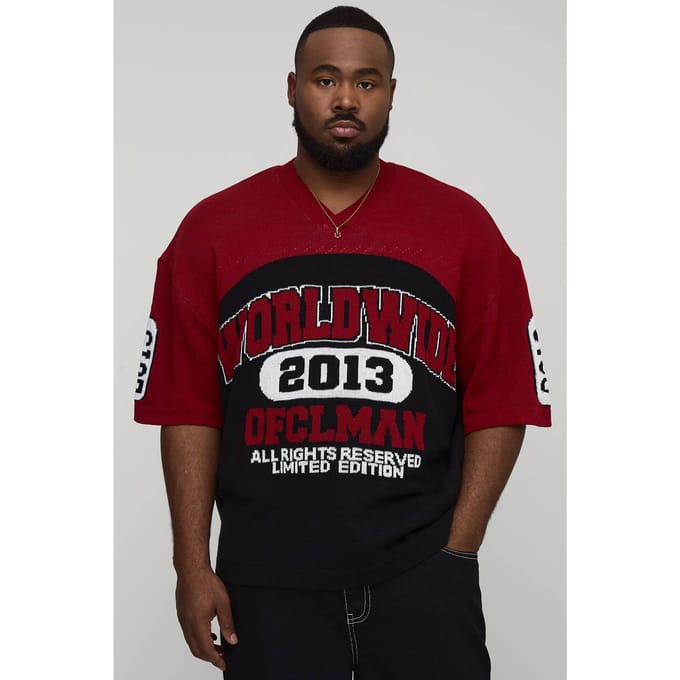 Plus Worldwide Gebreide Hockey Top | Black | Size 4XL