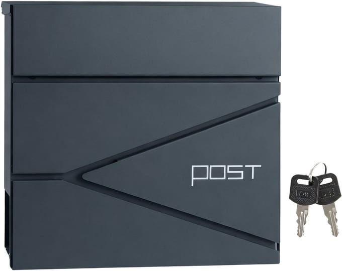 Songmics – Wandbrievenbus – Afsluitbaar – Met Krantenvak – Antraciet - GMB051G02