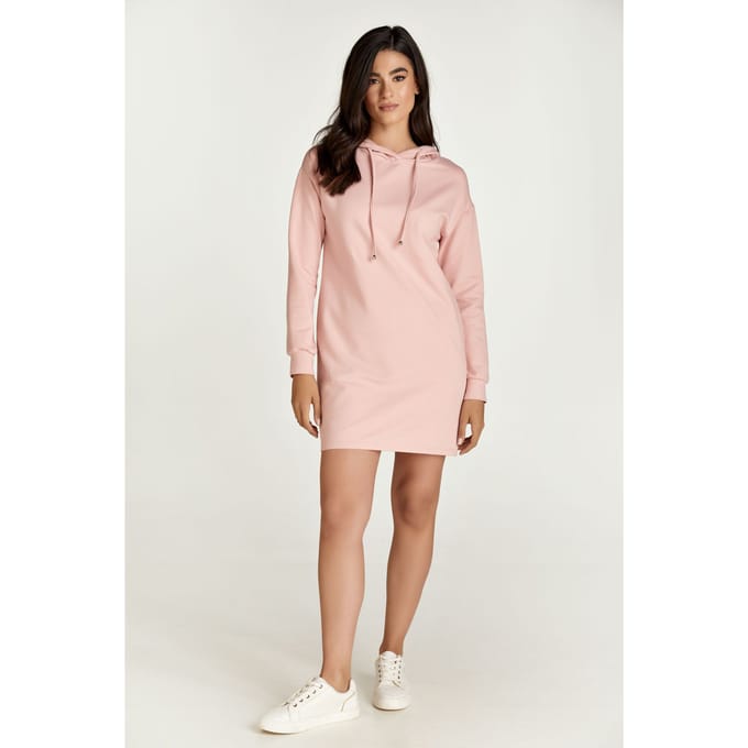 Roze minijurk met capuchon