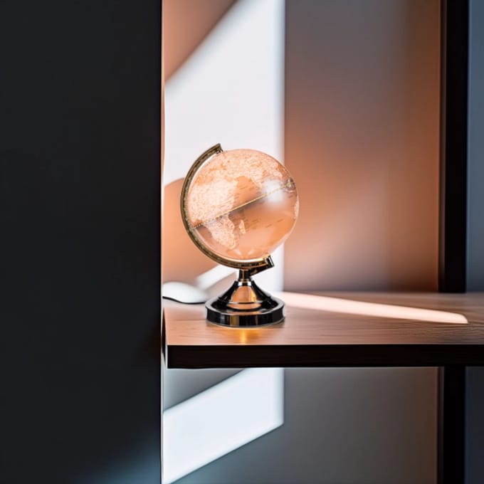 Wereldbol Lamp – Draaibare Globe met Verlichting – Ø 14 cm – Educatief & Decoratief