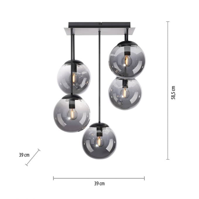 JUST LIGHT. GmbH Plafondlamp Big Widow, glazen bollen, 5-lamps