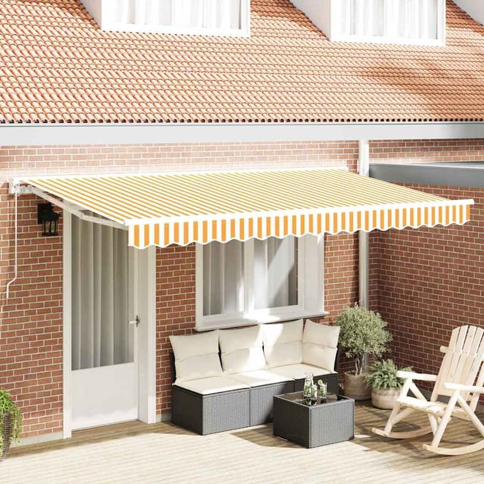 vidaXL Zijde Frame Geel en Wit 400 x 200 cm Polyester met PU-coating