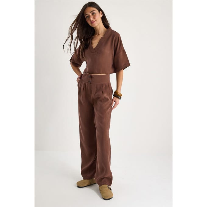 Lange V-hals Knop-Twee-Delige Co-Ord Set