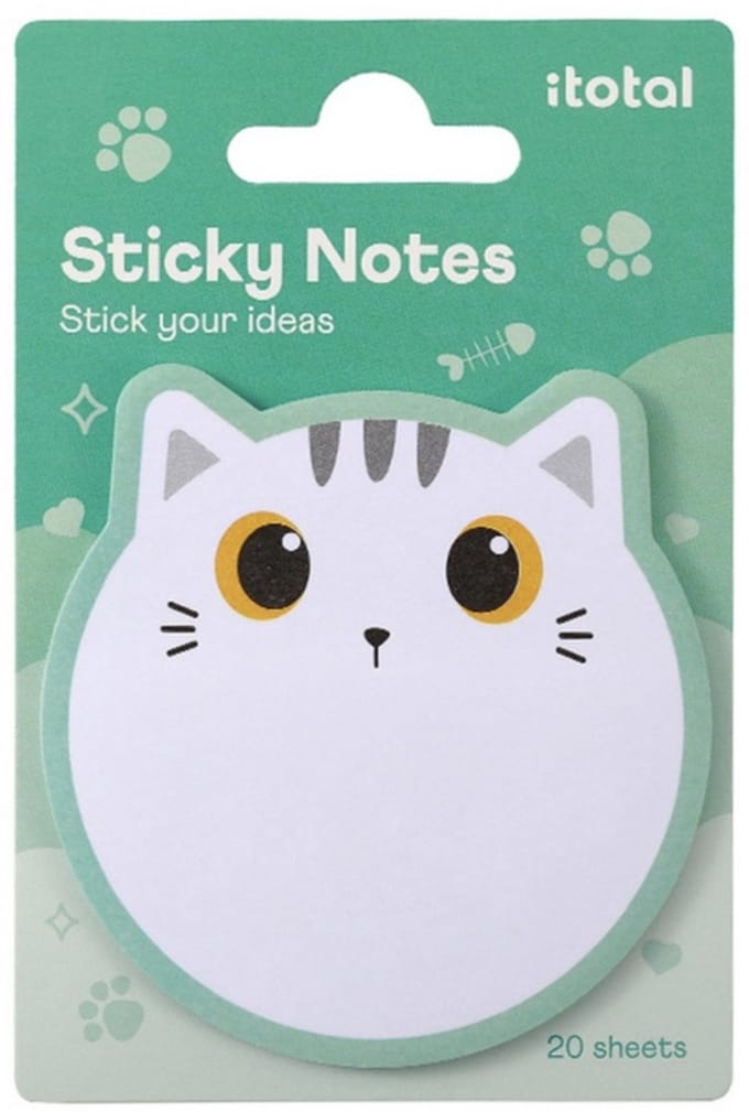 iTotal Sticky Notes Kleverige Notities “WHITE CAT” 20 sheets 74x76.7mm 11gr