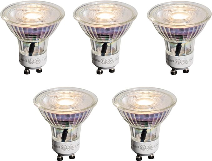 LUEDD Set van 5 GU10 50mm LED lampen helder 3.5W 330 lm 3000K