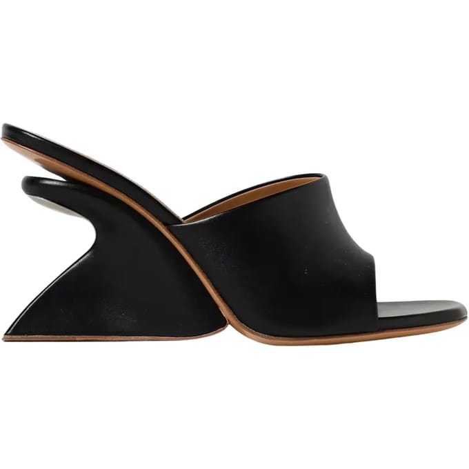 Open-toe JUG muiltjes wig 10 cm in zwart