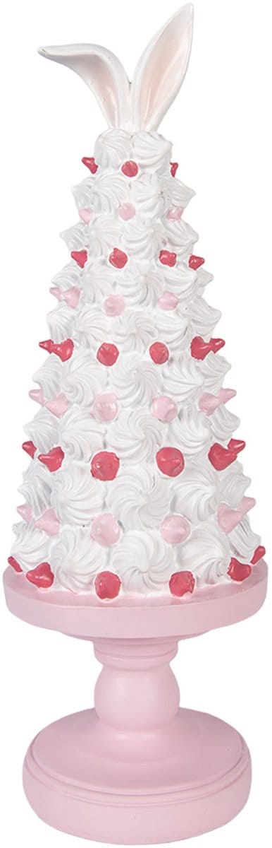 Clayre & Eef Decoratie Beeld Taart Ø 14x39 cm Roze Kunststof