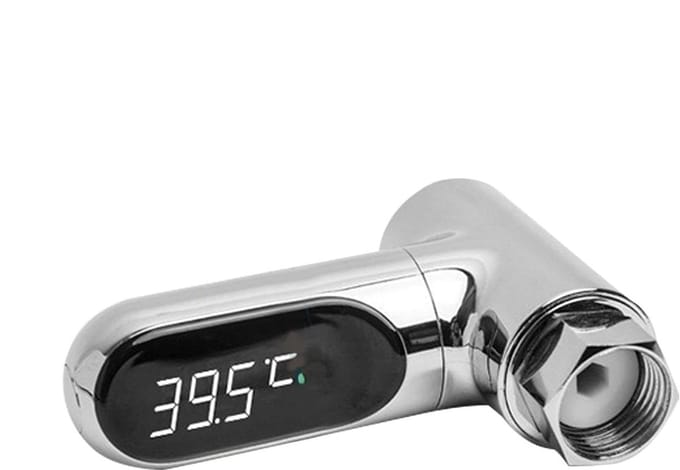 Douchetemperatuurmeter - Badmonitor LED - Veilig Douchen - Directe Kleurwaarschuwing - 8.1 x 8.06 cm - Zilver