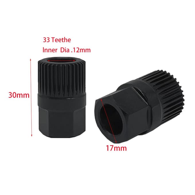 33T Dynamo Koppeling Generator Poelie Verwijdering Dopsleutel Bit Tool Auto Reparatie Accessoire zwart