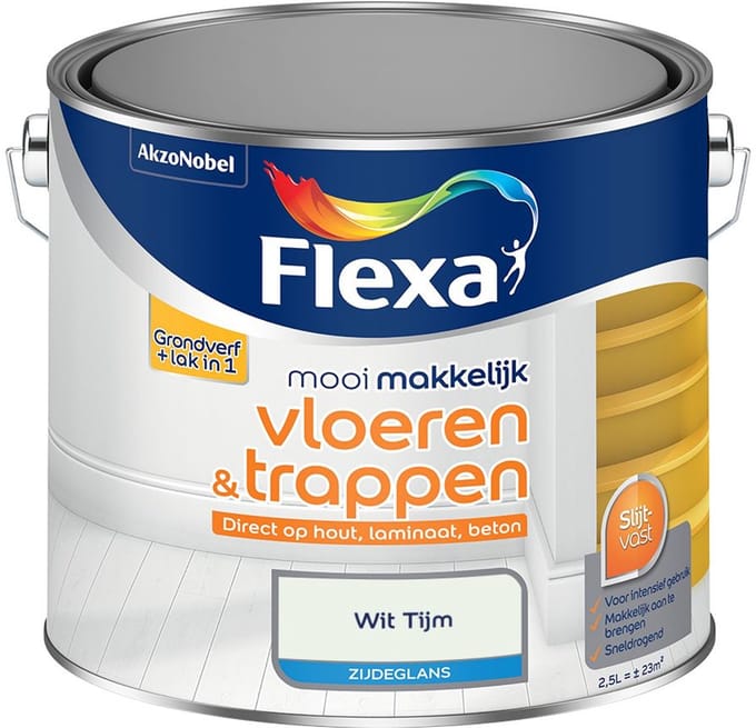 Flexa - Mooi Makkelijk Vloeren & Trappen Zijdeglans - Wit Tijm - Mengverf - 2,5 L