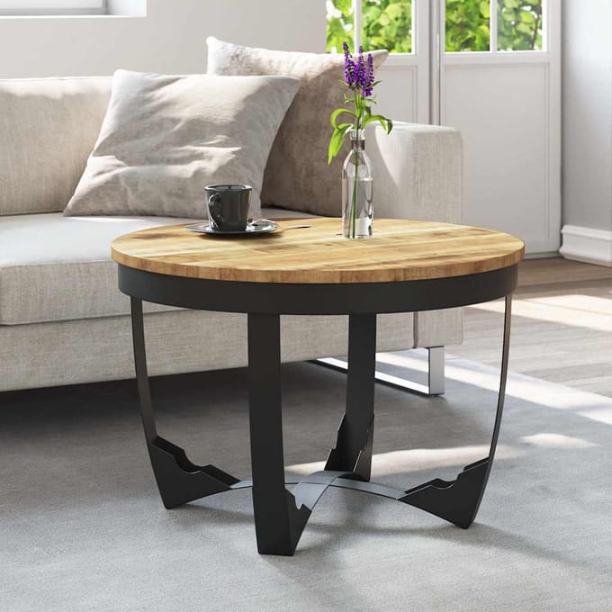vidaXL - Salontafel - 60x40 - cm - massief - ruw - mangohout