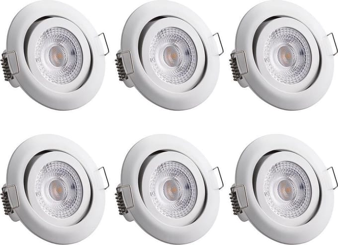 Monzana Spotjes Krog - 6 Stuks LED Dimbaar Draaibaar - Wit