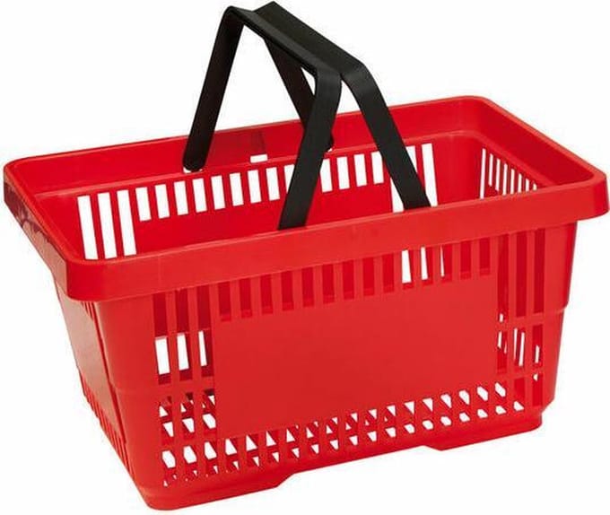 Winkelmandje 20 liter - rood - 2 handgrepen - 10 stuks