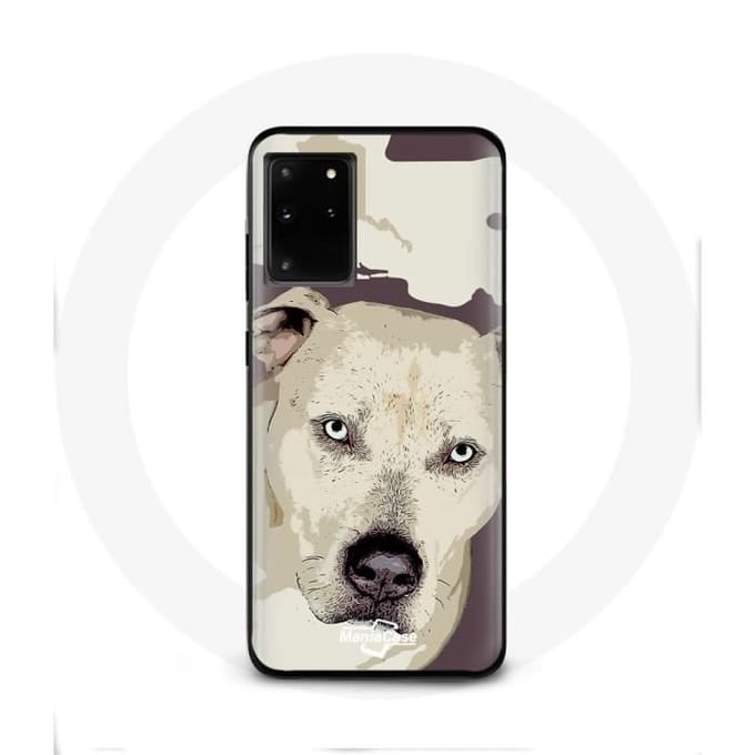 Hoesje voor Samsung Galaxy S11 PLUS Wit Pitbull Dog tekening