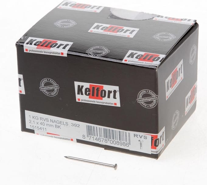 Kelfort draadnagel bombe kop RVS 2.1 x 40mm 1kg